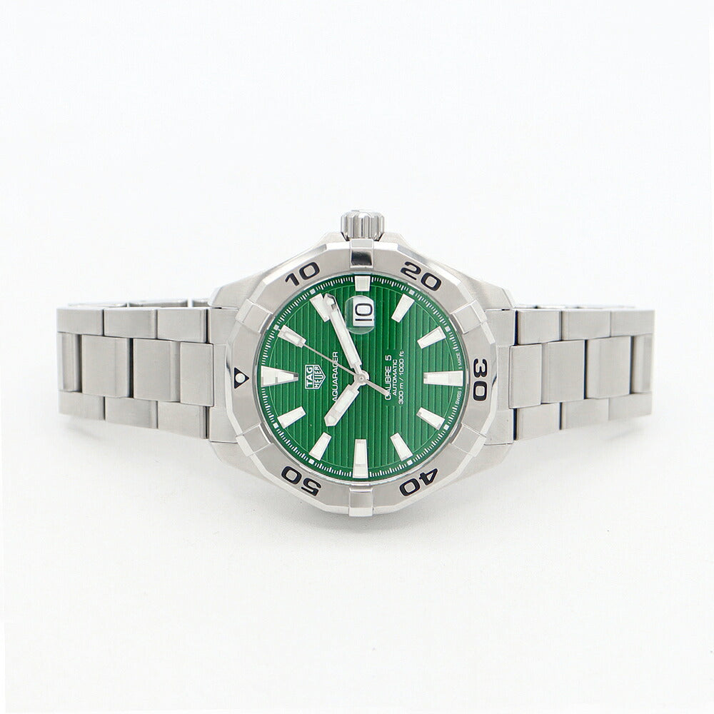 内部点検済 TAG Heuer タグホイヤー アクアレーサー キャリバー5 WAY2015 BA0927 300m防水 デイト 緑 グリーン SS ステンレス メンズ 自動巻き【6ヶ月保証】【腕時計】【中古】