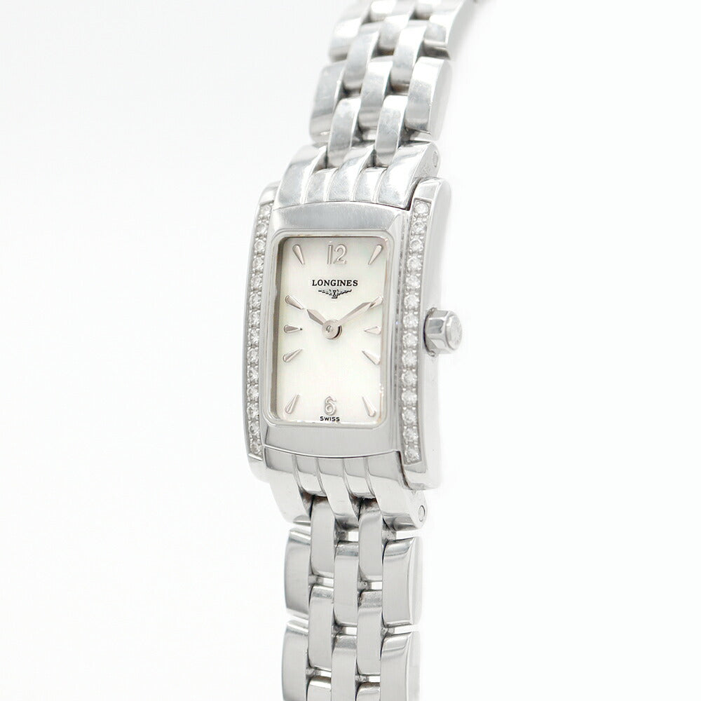 電池交換済 LONGINES ロンジン ドルチェビータ L5.158.0 ダイヤベゼル ダイヤモンド 白 ホワイトシェル SS ステンレス レディース クォーツ【6ヶ月保証】【腕時計】【中古】