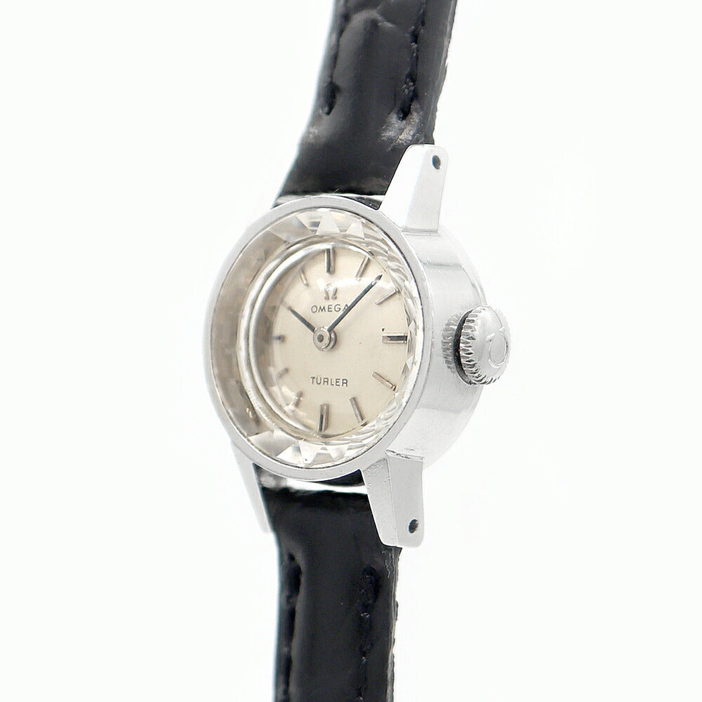 OMEGA オメガ TURLER チューラー Wネーム カットガラス 511.088 Cal.483 17石 シルバー SS ステンレス レディース 手巻き アンティーク ヴィンテージ【腕時計】【中古】