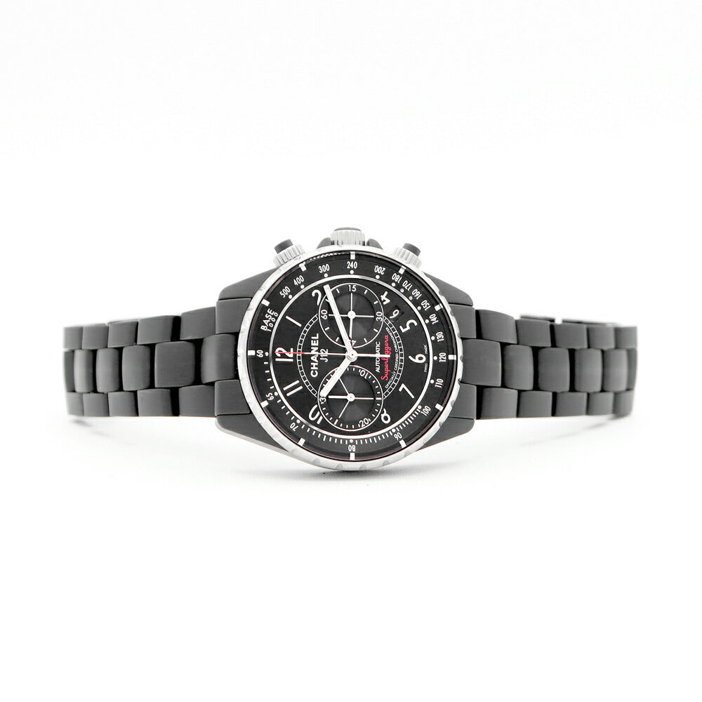 CHANEL シャネル J12 スーパーレッジェーラ 41mm H3409 クロノグラフ 200m防水 デイト 黒 ブラック CE セラミック SS ステンレス メンズ 自動巻き【6ヶ月保証】【腕時計】【中古】