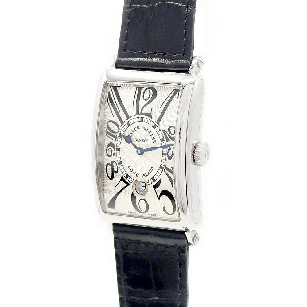内部点検済 FRANCK MULLER フランクミュラー ロングアイランド 1200SC DT デイト シルバー ギョーシェ SS 純正ベルト 純正尾錠 メンズ 自動巻き【6ヶ月保証】【中古】【腕時計】