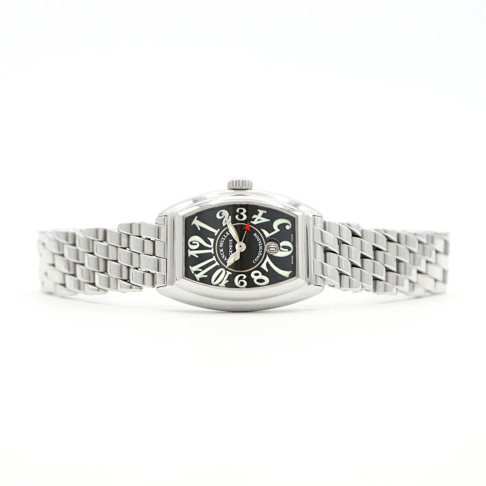 FRANCK MULLER フランクミュラー コンキスタドール 8005L デイト 黒 ブラック SS ステンレス レディース 自動巻き【6ヶ月保証】【中古】【腕時計】