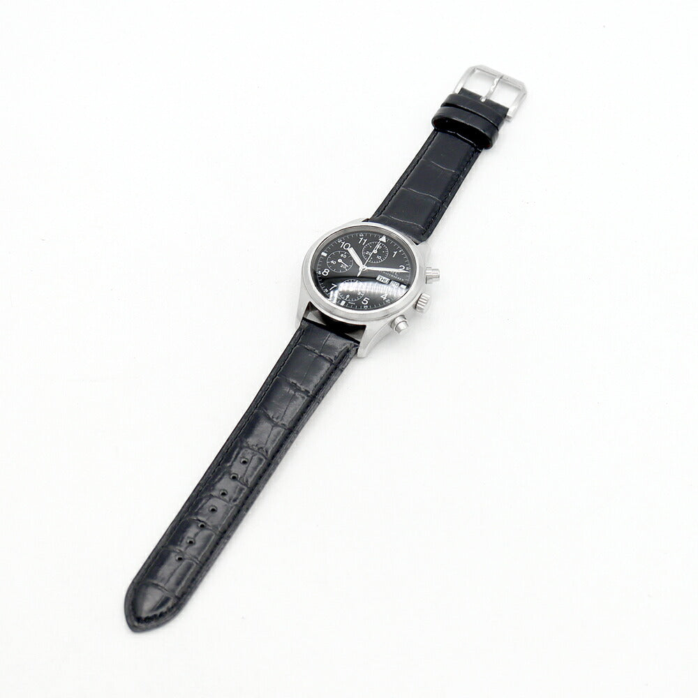 IWC インターナショナルウォッチカンパニー フリーガー クロノグラフ IW370603 デイデイト 60m防水 スモールセコンド 黒 ブラック SS ステンレス 純正尾錠 メンズ 自動巻き【6ヶ月保証】【腕時計】【中古】