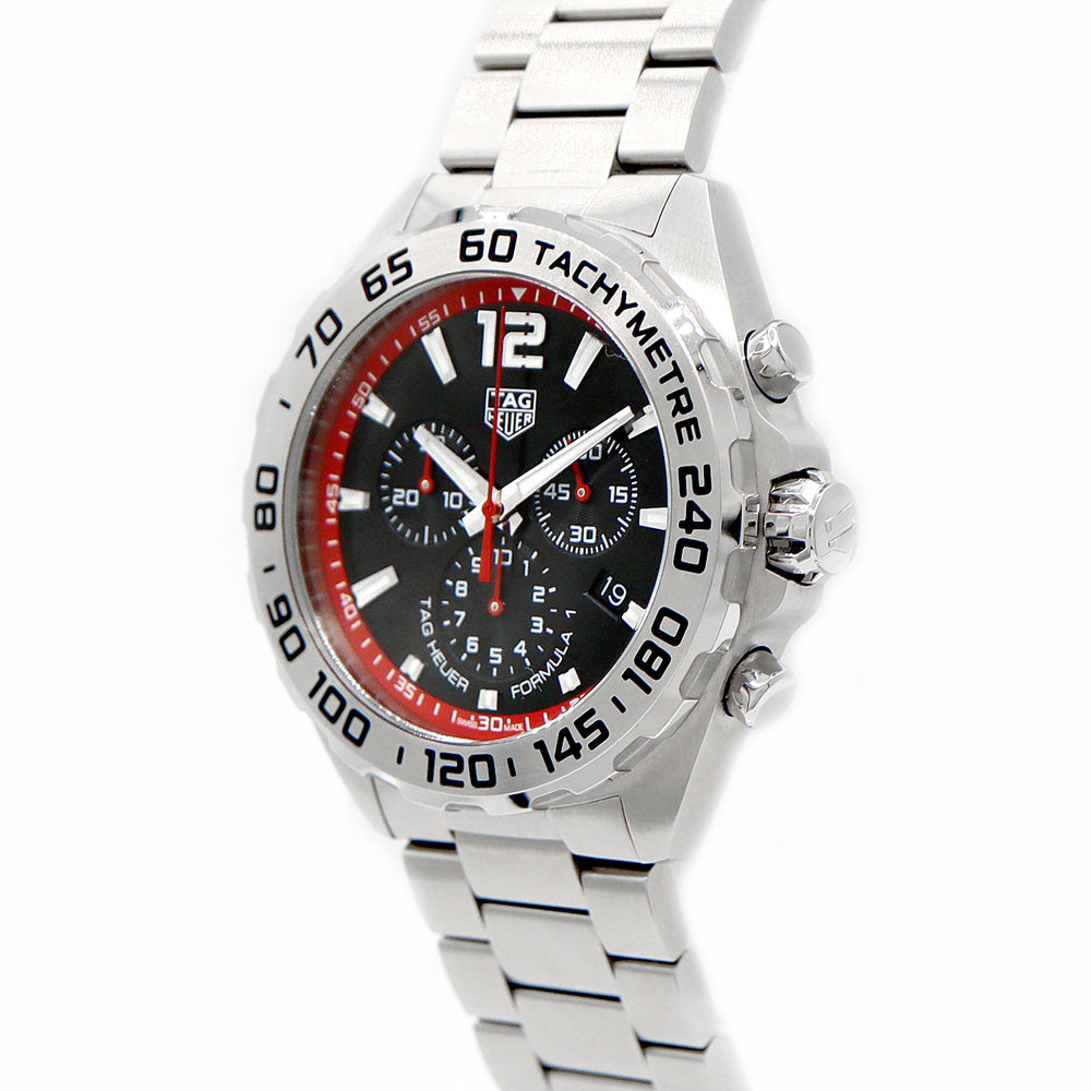 電池交換済 TAG Heuer タグホイヤー フォーミュラ1 クロノグラフ CAZ101Y BA0842 200m防水 デイト スモールセコンド 黒 ブラック SS ステンレス メンズ クォーツ フォーミュラー1【6ヶ月保証】【腕時計】【中古】