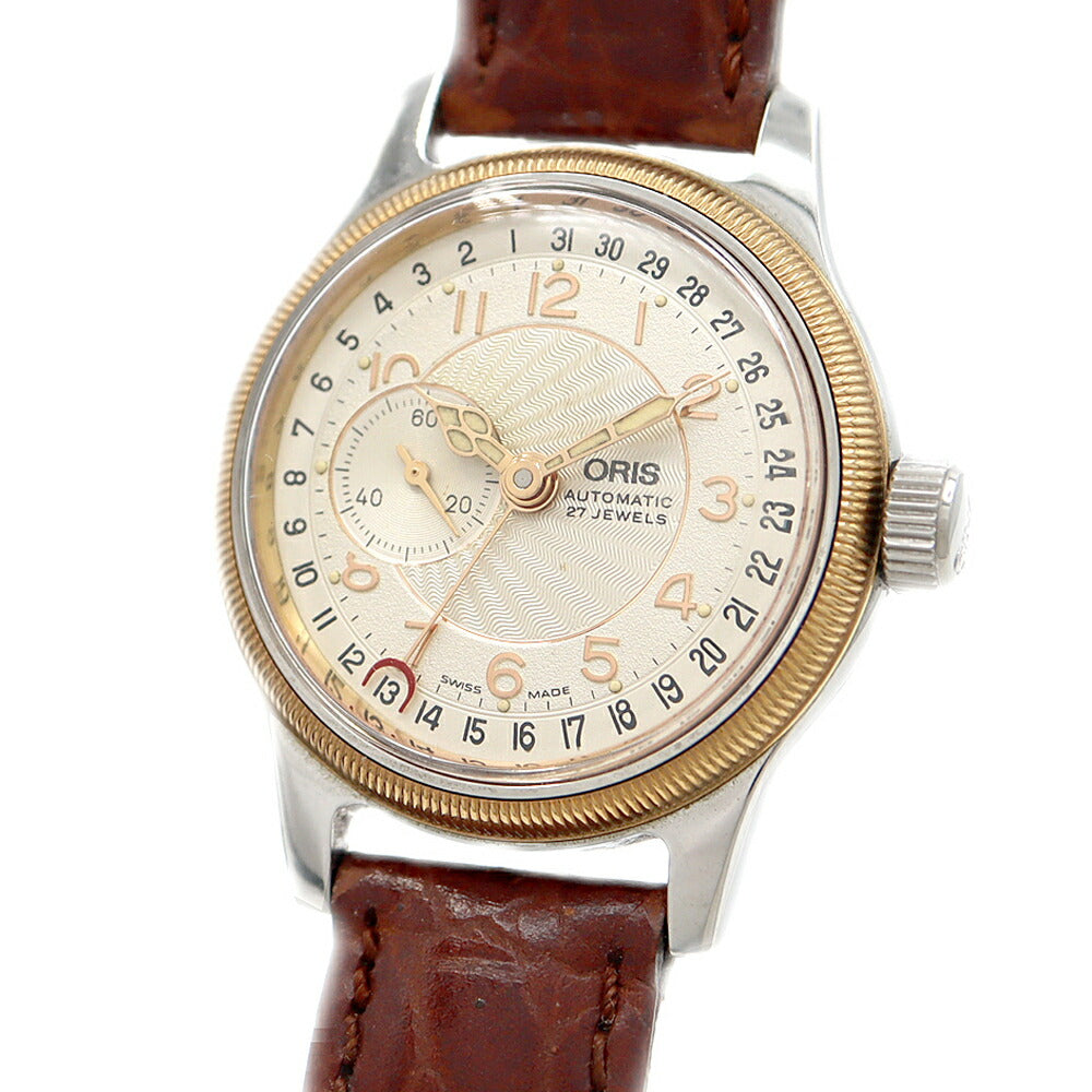 ORIS オリス ポインターデイト 7462 裏スケ シルバー SS ステンレス 純正ベルト 純正尾錠 メンズ 自動巻き【6ヶ月保証】【腕時計】【中古】