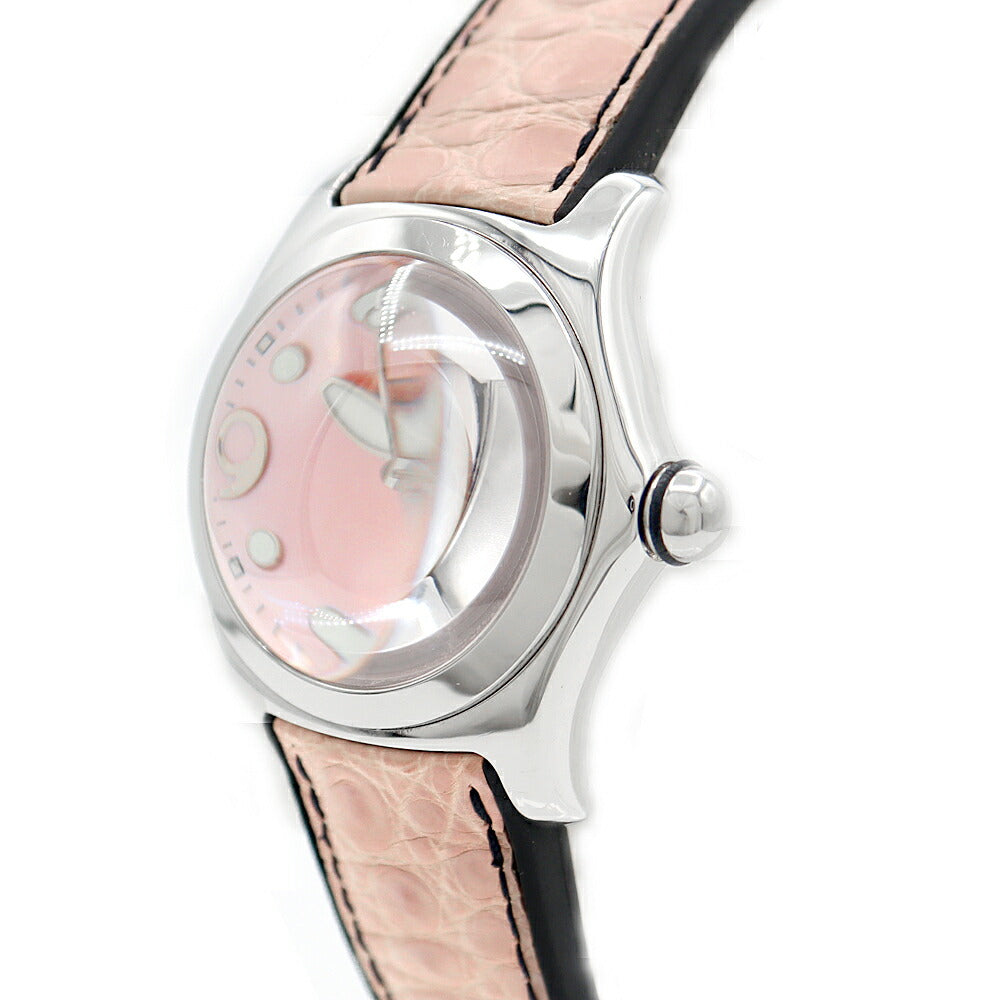電池交換済 CORUM コルム バブル 39.150.20 デイト ピンクシェル SS ステンレス 純正ベルト 純正尾錠 レディース クォーツ【6ヶ月保証】【腕時計】【中古】