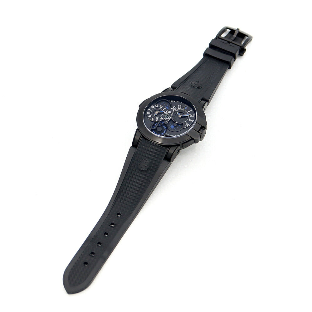 内部点検済 HARRY WINSTON ハリーウィンストン オーシャン デュアルタイム ブラックエディション OCEATZ44ZZ007 裏スケ 100m防水 黒 ブラック ザリウム 純正ベルト 純正尾錠 メンズ 自動巻き【6ヶ月保証】【腕時計】【中古】