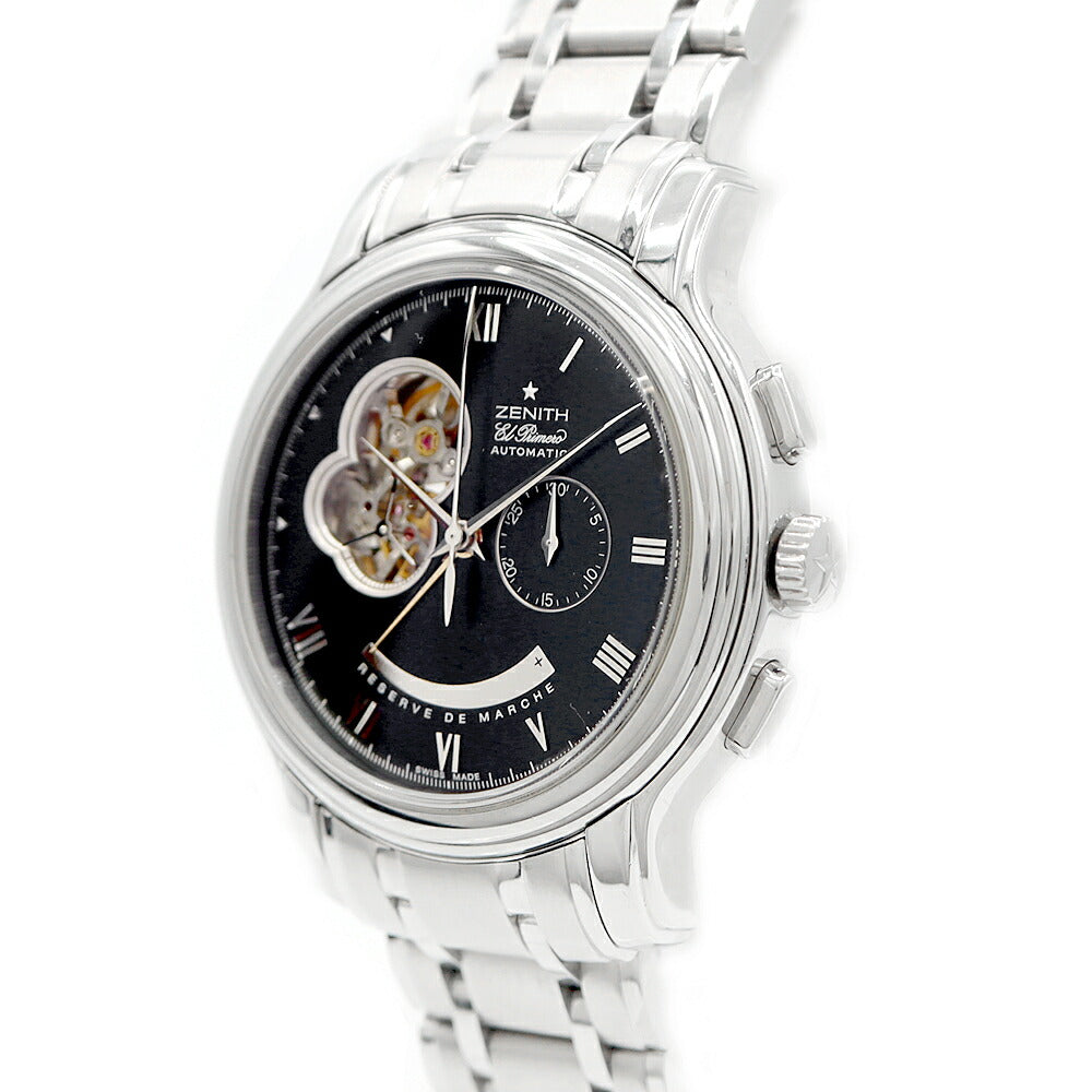 ZENITH ゼニス エルプリメロ クロノマスター XXTオープン クロノグラフ 03.1260.4021 スモールセコンド パワーリザーブ 黒 ブラック SS ステンレス メンズ 自動巻き【6ヶ月保証】【腕時計】【中古】