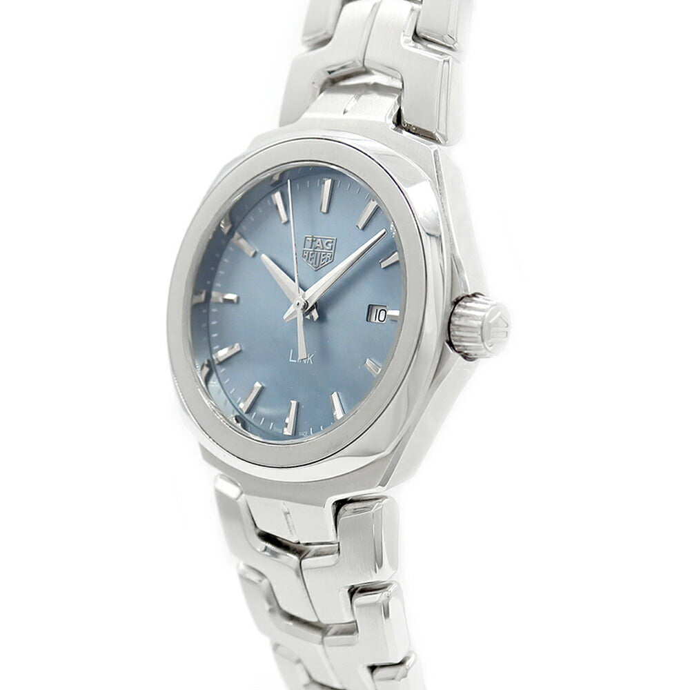 電池交換済 TAG Heuer タグホイヤー リンク WBC1311-1 デイト 100m防水 青 ブルーシェル SS ステンレス レディース クォーツ【6ヶ月保証】【腕時計】【中古】