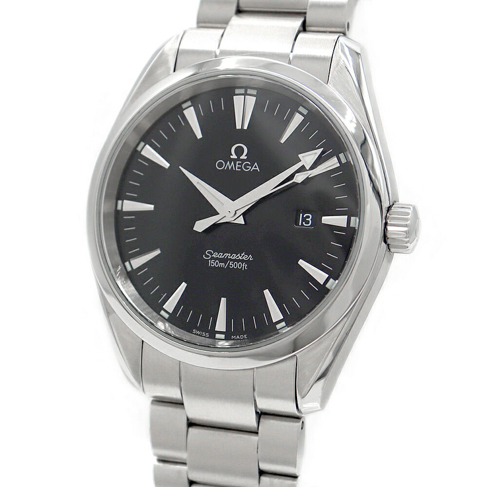 電池交換済 OMEGA オメガ シーマスター アクアテラ 2517.50 150m防水 デイト 黒 ブラック SS ステンレス メンズ クォーツ【6ヶ月保証】【腕時計】【中古】