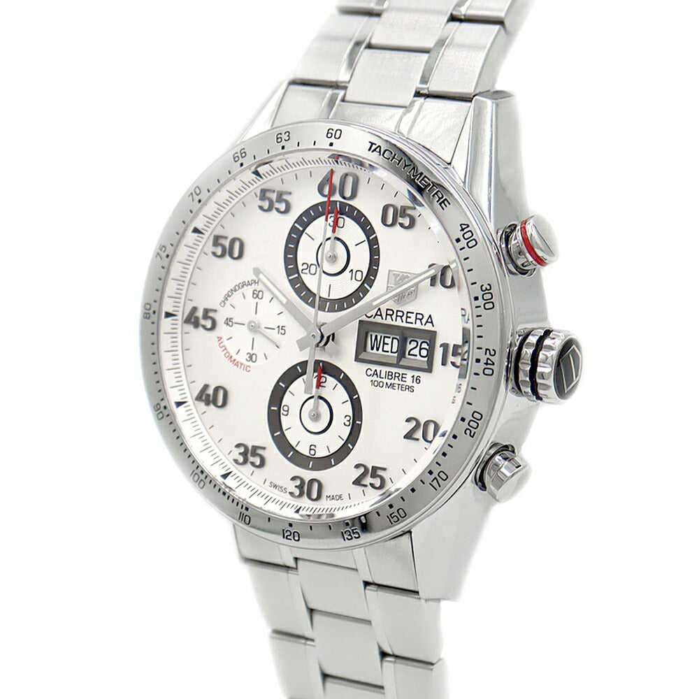 TAG Heuer タグホイヤー カレラ キャリバー16 クロノグラフ CV2A11 BA0796 100m防水 デイデイト 裏スケ シルバー SS ステンレス メンズ 自動巻き【6ヶ月保証】【腕時計】【中古】