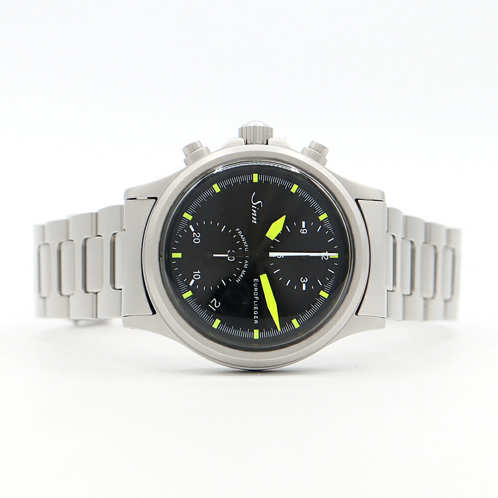 内部点検済 SINN ジン ユーロフリーガー 日本限定200本 356 クロノグラフ デイト 100m防水 スモールセコンド 黒 ブラック SS ステンレス メンズ 自動巻き【6ヶ月保証】【腕時計】【中古】