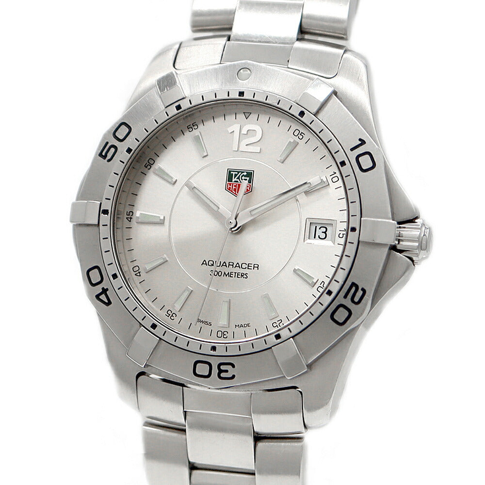 電池交換済 TAG Heuer タグホイヤー アクアレーサー WAF1112 デイト 300m防水 シルバー SS ステンレス メンズ クォーツ【6ヶ月保証】【腕時計】【中古】