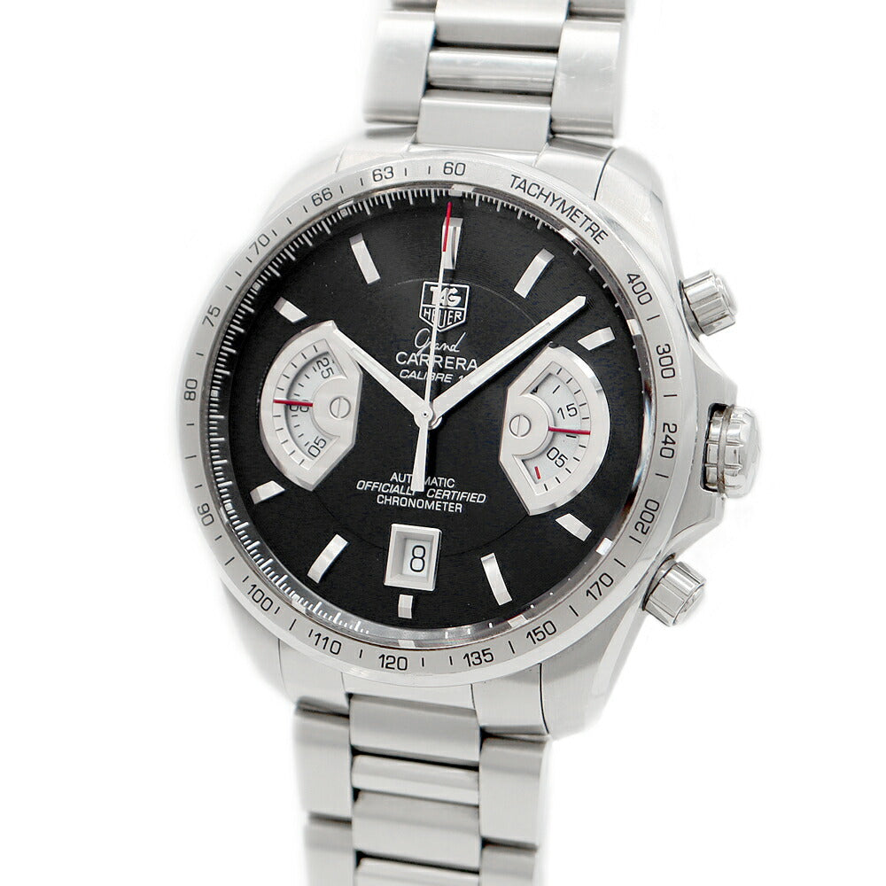 TAG Heuer タグホイヤー グランドカレラ キャリバー17RS クロノグラフ CAV511A BA0902 デイト 100m防水 裏スケ 黒 ブラック SS ステンレス メンズ 自動巻き【6ヶ月保証】【腕時計】【中古】