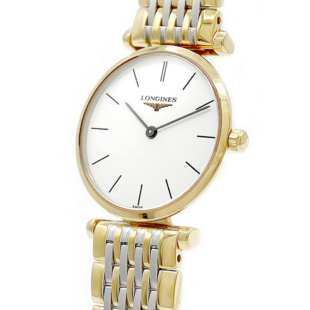 電池交換済 LONGINES ロンジン ラ グランド クラシック L4.209.2 白 ホワイト YGP イエローゴールド SS ステンレス コンビ レディース クォーツ【6ヶ月保証】【腕時計】【中古】