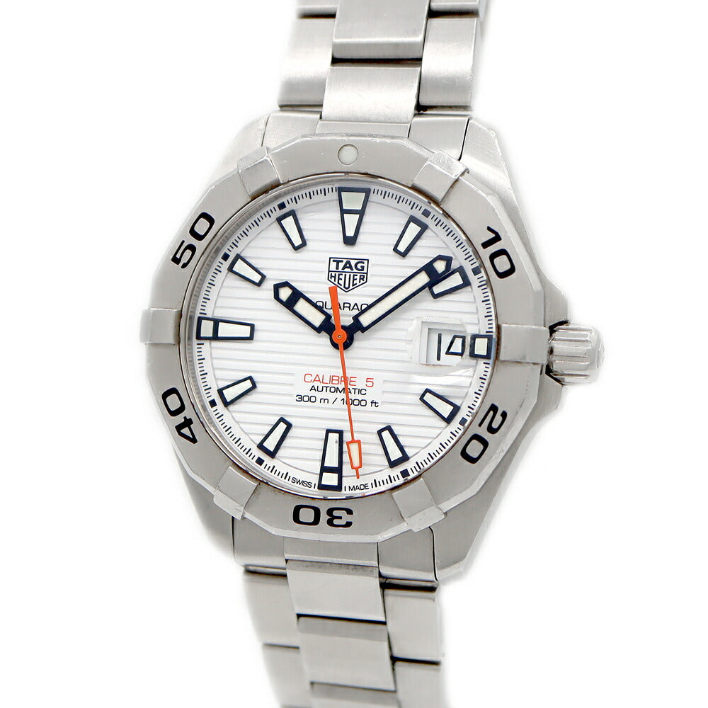 内部点検済 TAG Heuer タグホイヤー アクアレーサー キャリバー5 WBD2111 BA0928 デイト 300m防水 白 ホワイト SS ステンレス メンズ 自動巻き【6ヶ月保証】【腕時計】【中古】