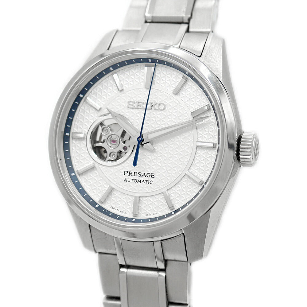 SEIKO セイコー プレザージュ 6R38-00A0 SARX097 オープンハート 裏スケ 100m防水 白 ホワイト SS ステンレス メンズ 自動巻き【6ヶ月保証】【腕時計】【中古】