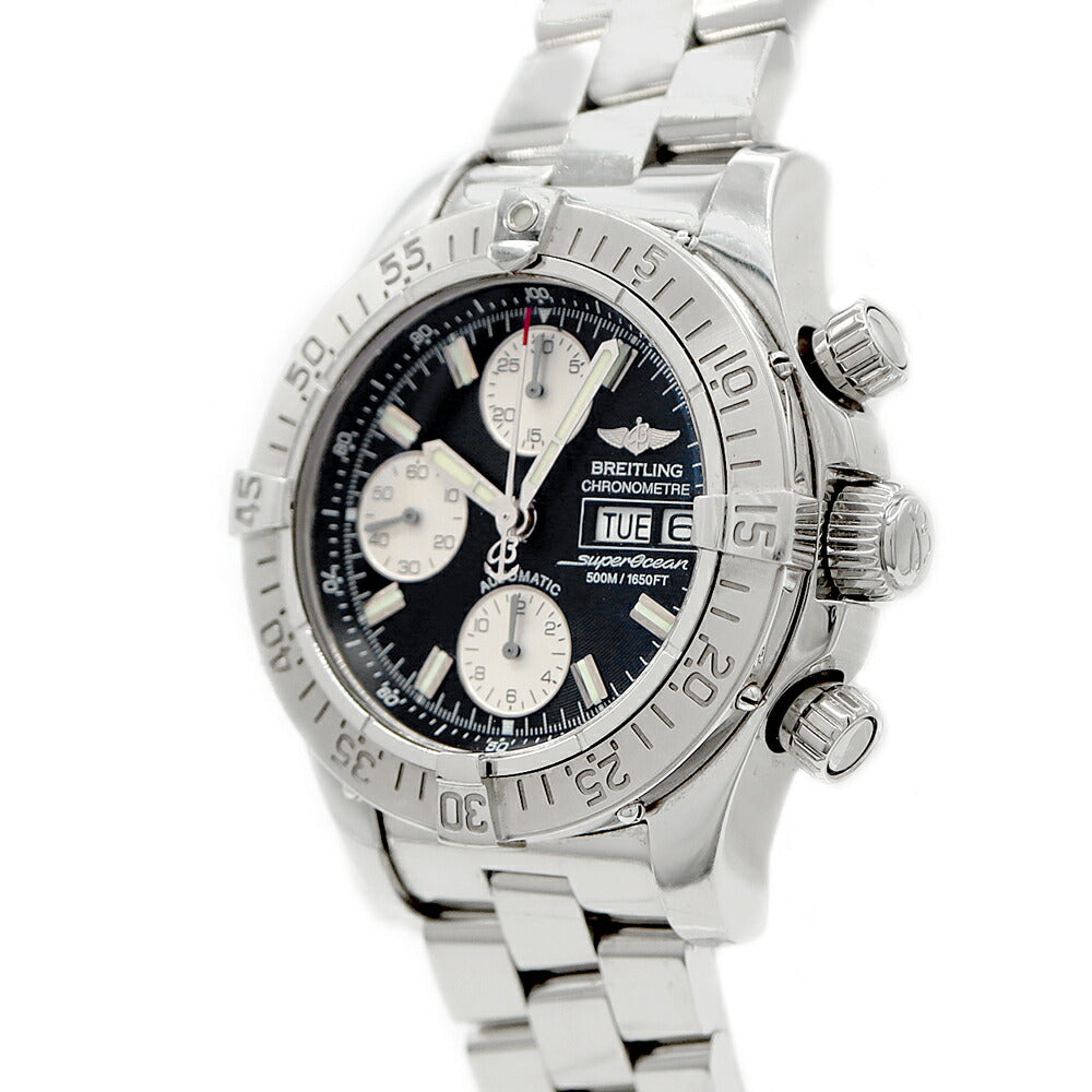 内部点検済 BREITLING ブライトリング スーパーオーシャン クロノグラフ A13340 デイデイト 500m防水 黒 ブラック SS ステンレス メンズ 自動巻き【6ヶ月保証】【腕時計】【中古】