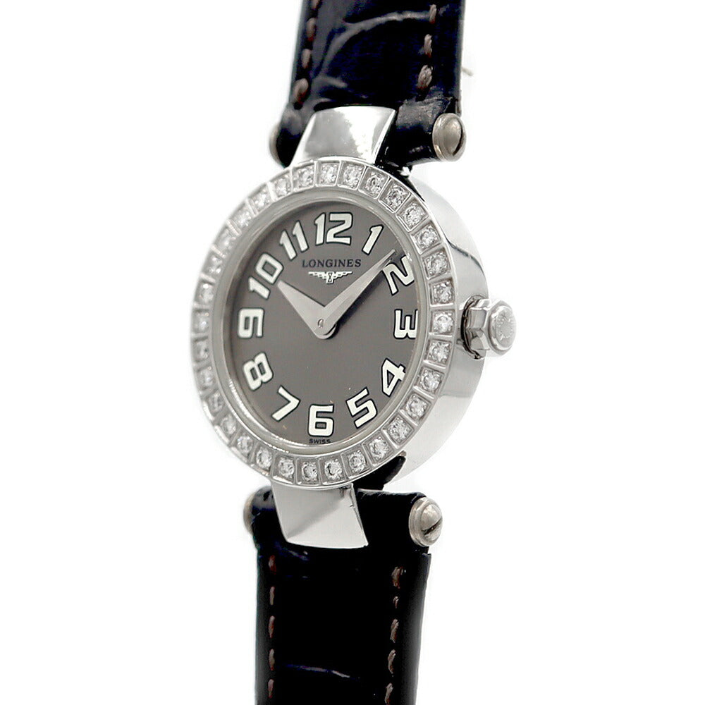 電池交換済 LONGINES ロンジン ドルチェビータ ダイヤベゼル L5.174.0 ダイヤモンド シルバー SS ステンレス 純正尾錠 レディース クォーツ【6ヶ月保証】【腕時計】【中古】