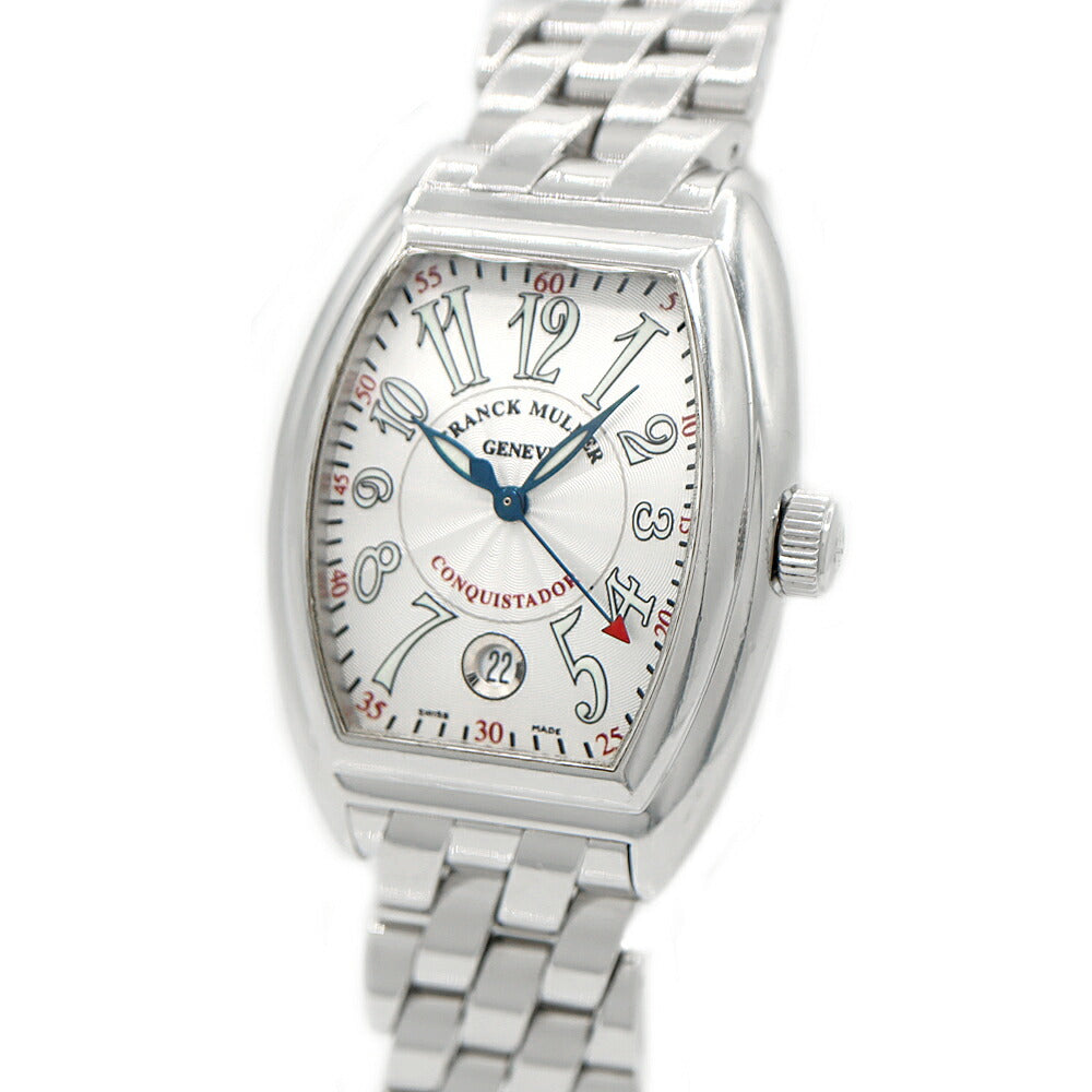 内部点検済 FRANCK MULLER フランクミュラー コンキスタドール 8005SC デイト シルバー ギョーシェ SS ステンレス メンズ 自動巻き【6ヶ月保証】【中古】【腕時計】