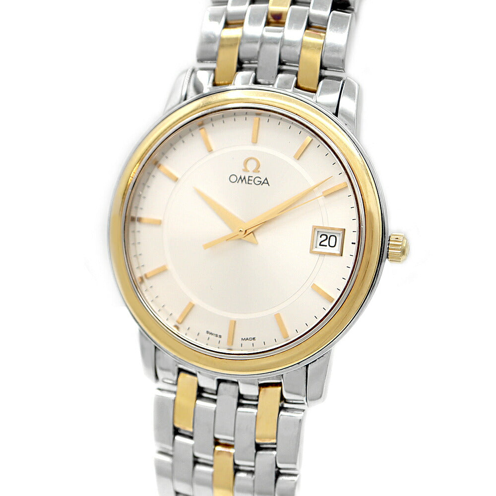 電池交換済 OMEGA オメガ デビル プレステージ 4310.31 デイト 30m防水 シルバー SS ステンレス YG イエローゴールド コンビ メンズ クォーツ デヴィル【6ヶ月保証】【腕時計】【中古】