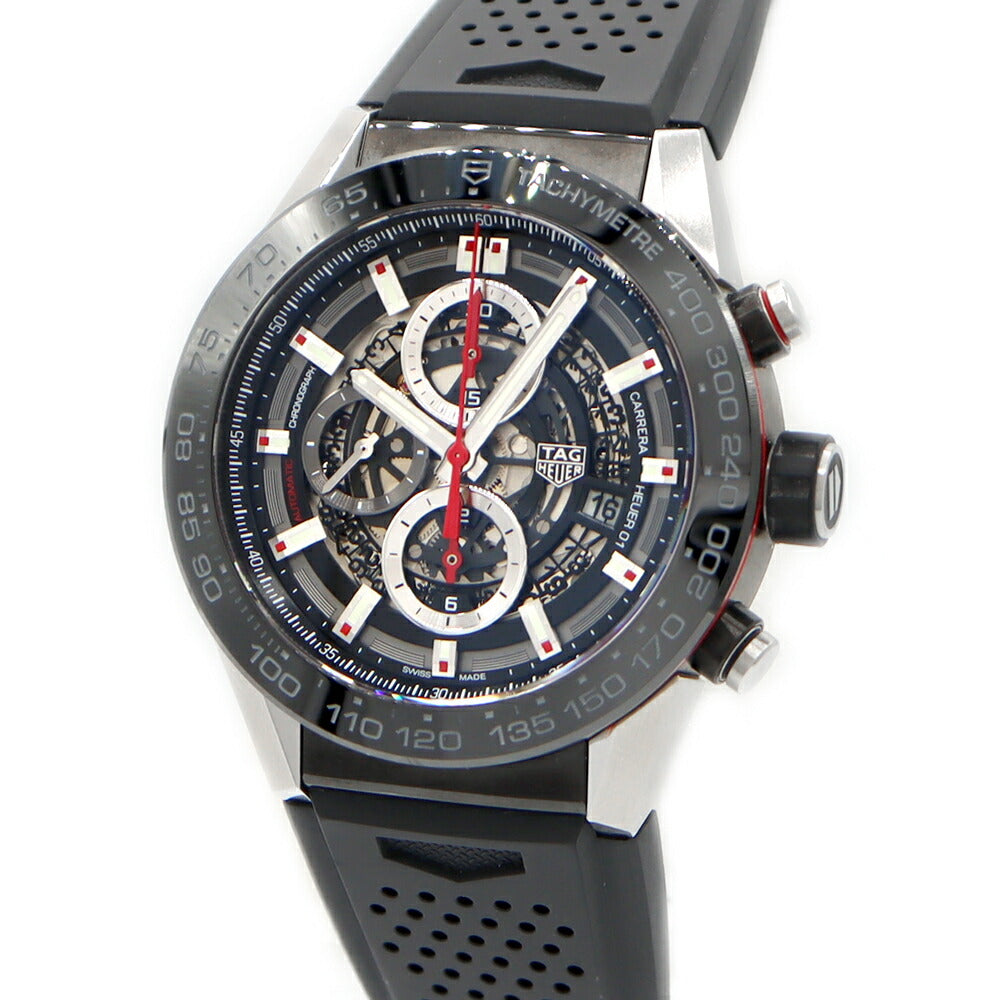 TAG Heuer タグホイヤー カレラ キャリバー ホイヤー01 クロノグラフ CAR2A1Z FT6044 デイト 100m防水 スケルトン SS ステンレス 純正ベルト 純正尾錠 メンズ 自動巻き【6ヶ月保証】【腕時計】【中古】