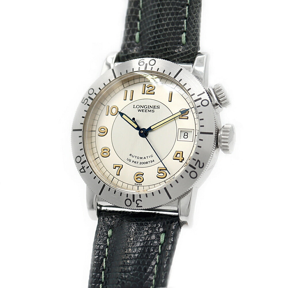 LONGINES ロンジン ウィームス 3000本限定 L2.608.4 デイト 両方向回転ベゼル 裏スケ シルバー SS ステンレス 純正ベルト 純正尾錠 メンズ 自動巻き 【6ヶ月保証】【腕時計】【中古】