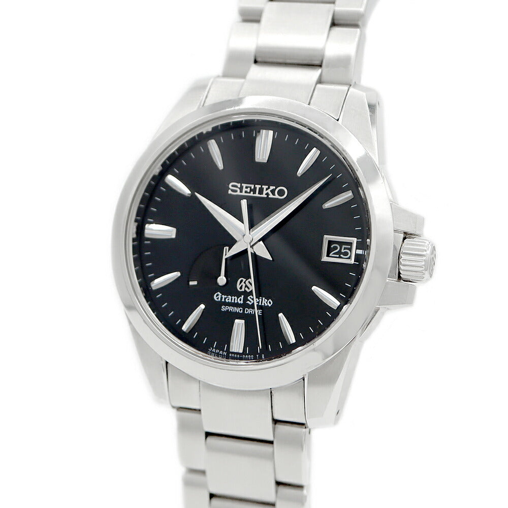 SEIKO セイコー GS グランドセイコー スプリングドライブ 9R65-0AG1 SBGA027 100m防水 デイト 黒 ブラック SS ステンレス メンズ 自動巻き【6ヶ月保証】【腕時計】【中古】