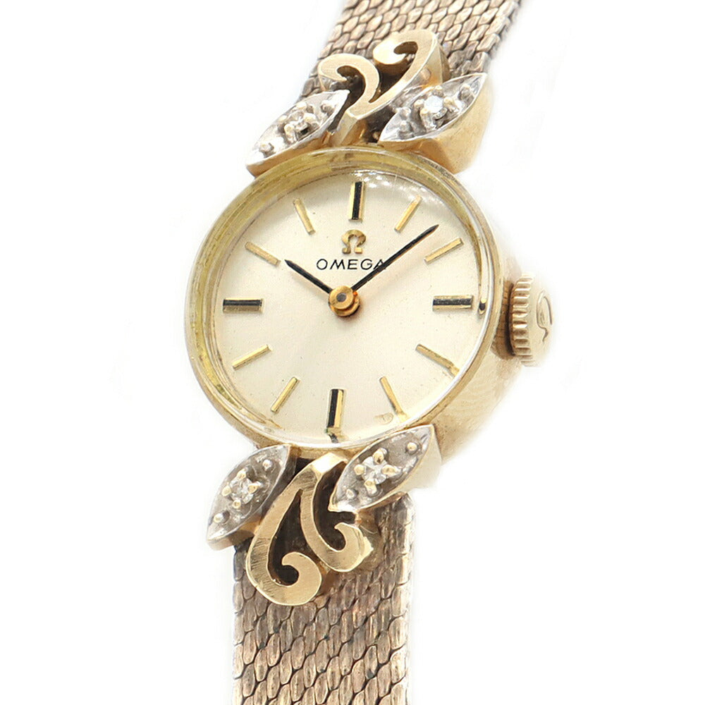 OMEGA オメガ AA7799 168 59 Cal.485 17石 シルバー K14YG K10YGP イエローゴールド レディース 手巻き アンティーク ヴィンテージ【腕時計】【中古】