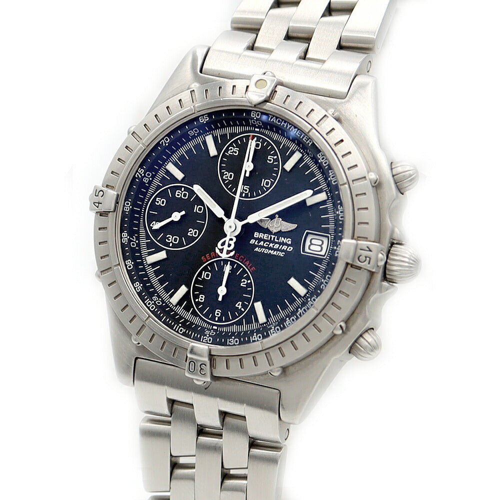 BREITLING ブライトリング クロノマット ブラックバード A13050 クロノグラフ デイト 100m防水 黒 ブラック SS ステンレス メンズ 自動巻き【6ヶ月保証】【腕時計】【中古】