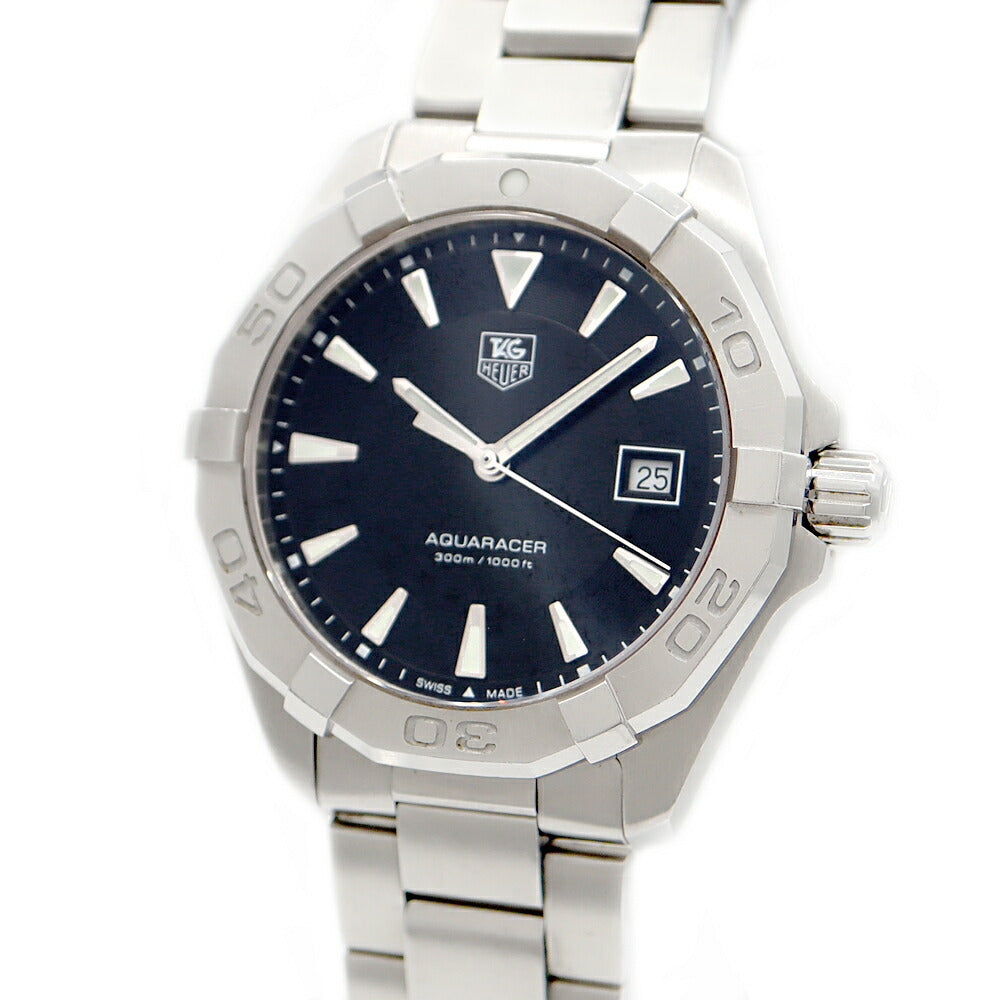 電池交換済 TAG Heuer タグホイヤー アクアレーサー WAY1110 BA0928 デイト 300m防水 黒 ブラック SS ステンレス メンズ クォーツ【6ヶ月保証】【腕時計】【中古】