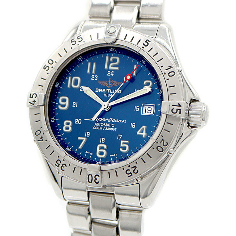 BREITLING ブライトリング スーパーオーシャン A17340 デイト 1000m防水 青 ブルー SS ステンレス メンズ 自動巻き【6ヶ月保証】【腕時計】【中古】