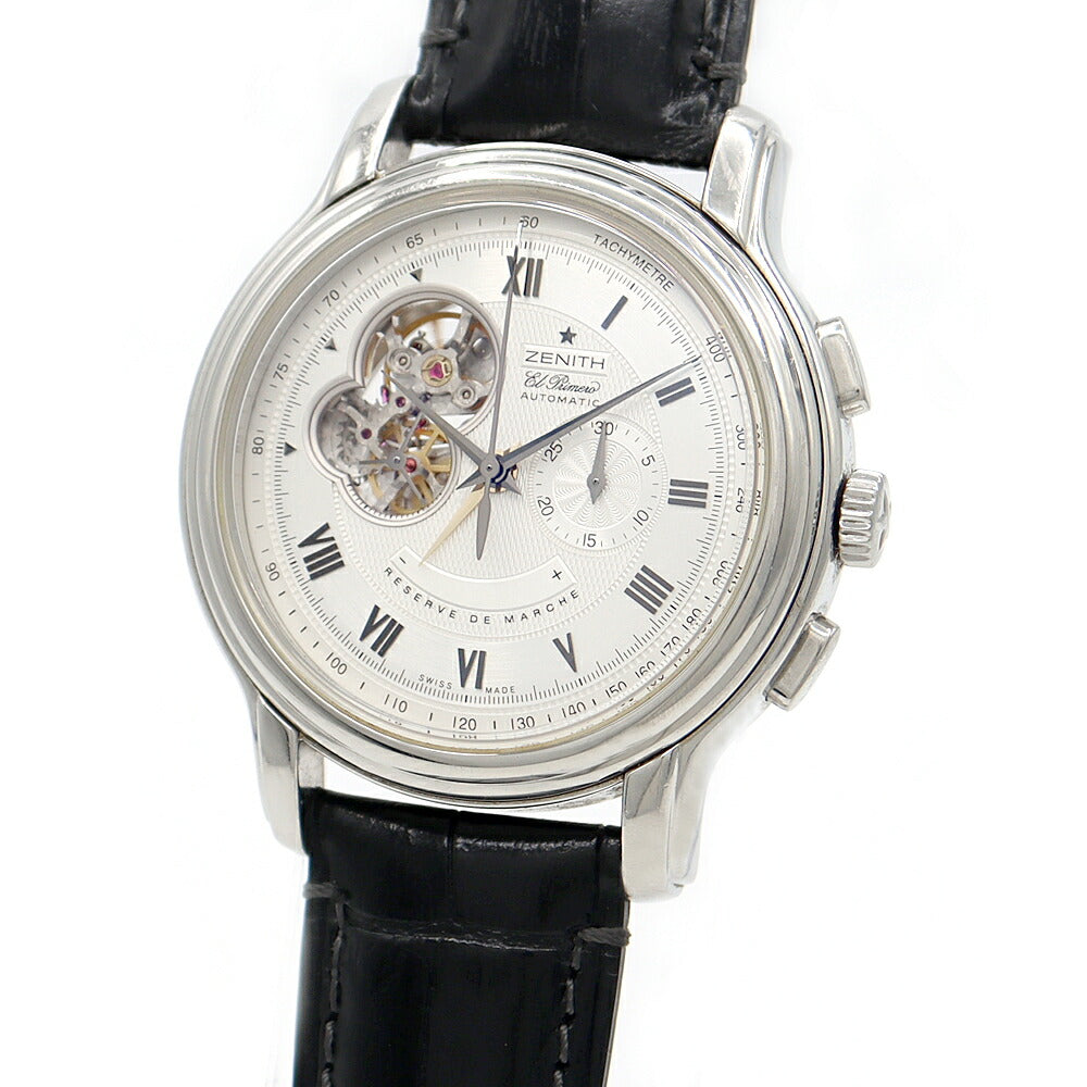 内部点検済 ZENITH ゼニス エルプリメロ クロノマスター XXTオープン 03.1260.4021 クロノグラフ パワーリザーブ 30m防水 シルバー SS ステンレス 純正尾錠 メンズ 自動巻き【6ヶ月保証】【腕時計】【中古】