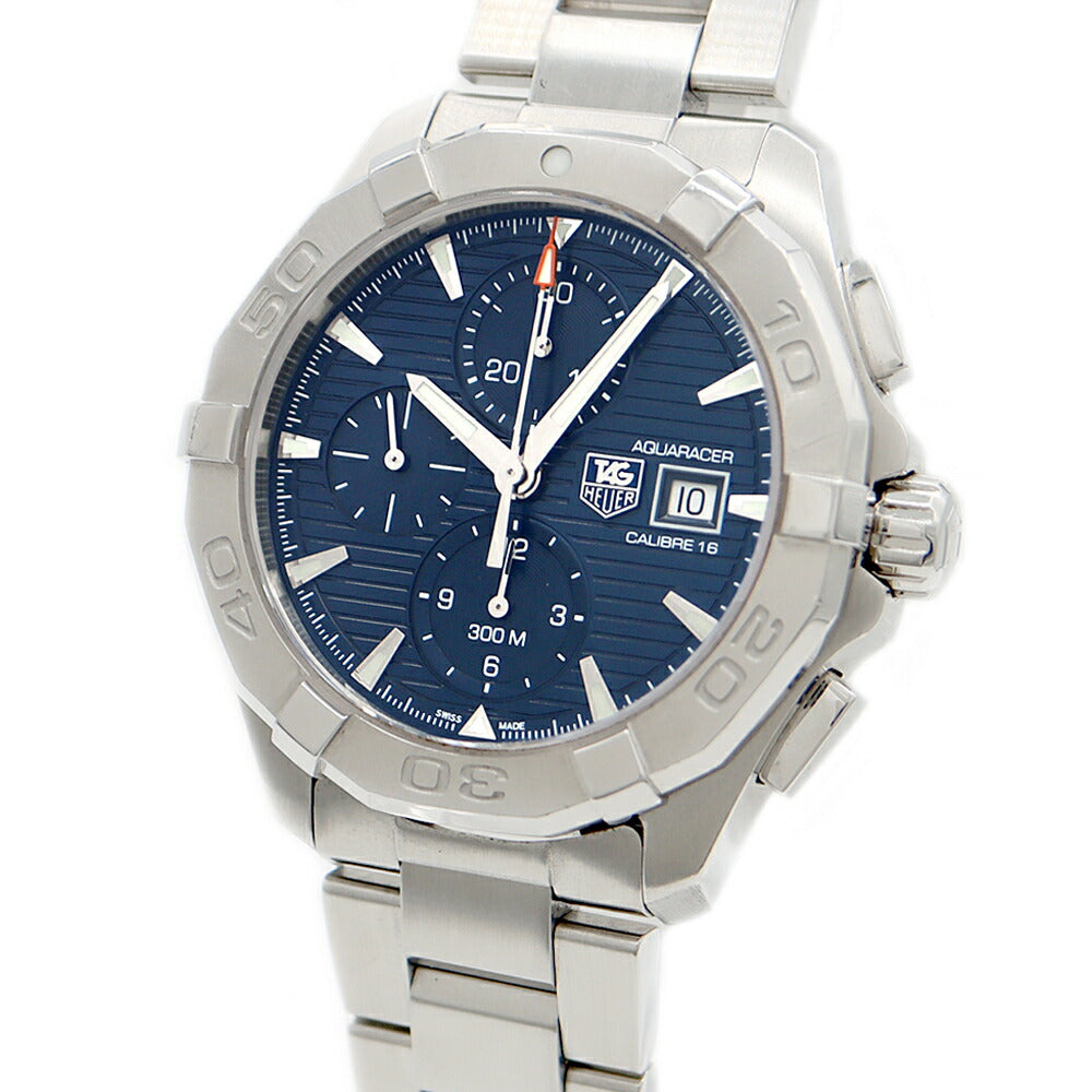 内部点検済 TAG Heuer タグホイヤー アクアレーサー キャリバー16 クロノグラフ CAY2112 BA0927 デイト 300m防水 青 ブルー SS ステンレス メンズ 自動巻き【6ヶ月保証】【腕時計】【中古】