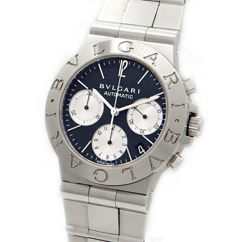 BVLGARI ブルガリ ディアゴノ スポーツ クロノグラフ CH35S スモールセコンド デイト 黒 ブラック SS ステンレス メンズ 自動巻き【6ヶ月保証】【腕時計】【中古】