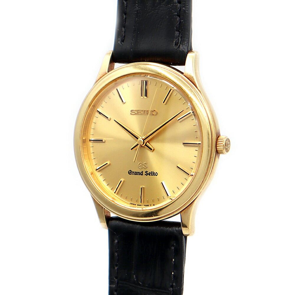 電池交換済 SEIKO セイコー GS グランドセイコー 9581-7010 ゴールド K18YG イエローゴールド 純正尾錠 金無垢 メンズ クォーツ【6ヶ月保証】【腕時計】【中古】