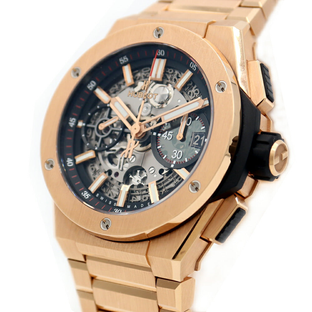 内部点検済 HUBLOT ウブロ ビックバン インテグレーテッド キングゴールド 451.OX.1180.OX スケルトン 裏スケ グレー K18PG ピンクゴールド メンズ 自動巻き ビッグバン 【6ヶ月保証】【腕時計】【中古】