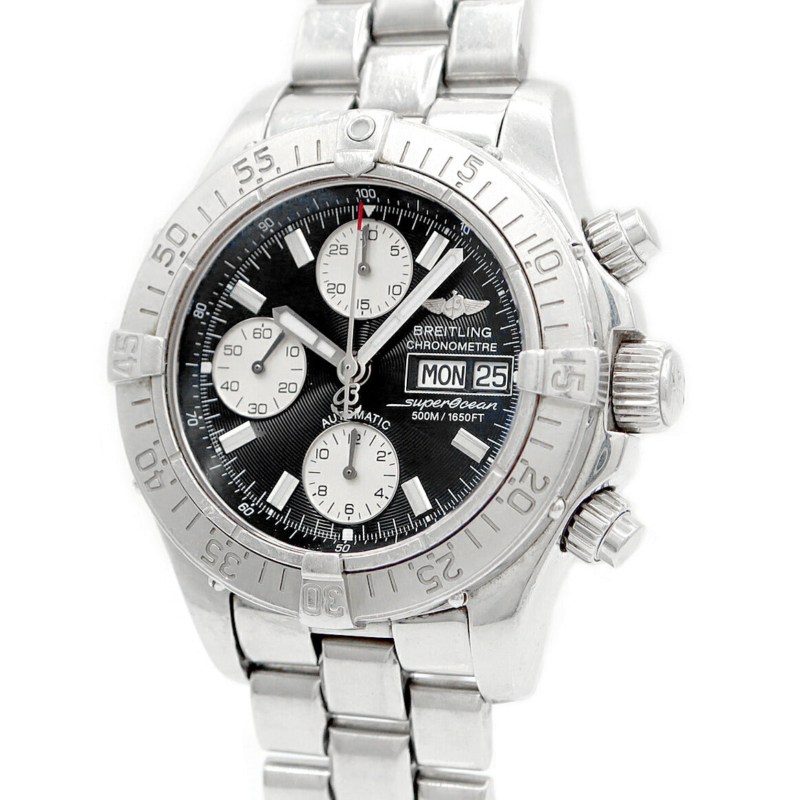 BREITLING ブライトリング スーパーオーシャン クロノグラフ A13340 デイデイト 500m防水 黒 ブラック SS ステンレス メンズ 自動巻き【6ヶ月保証】【腕時計】【中古】