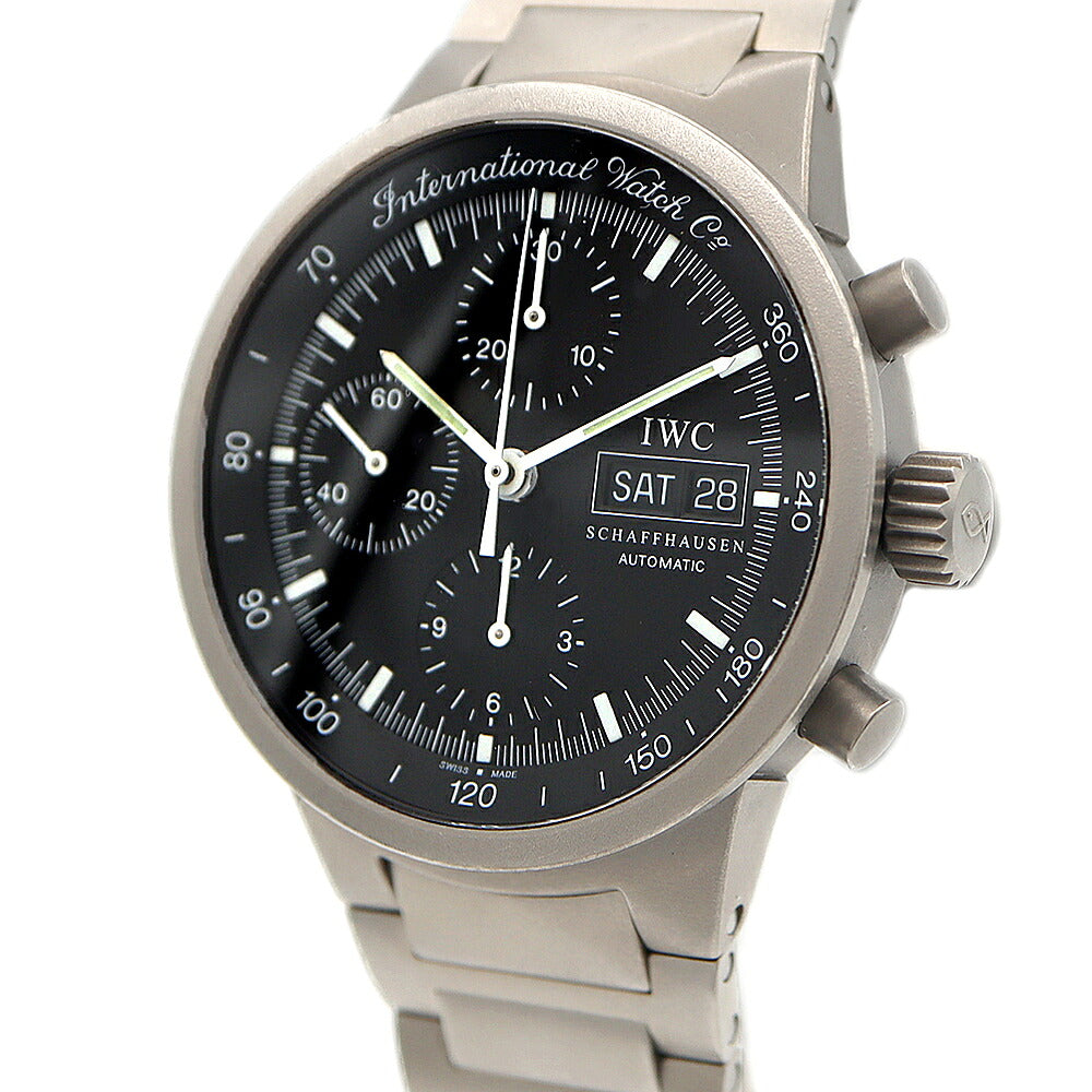 IWC インターナショナルウォッチカンパニー GST クロノグラフ IW370703 デイデイト 黒 ブラック Ti チタン メンズ 自動巻き 【6ヶ月保証】【腕時計】【中古】