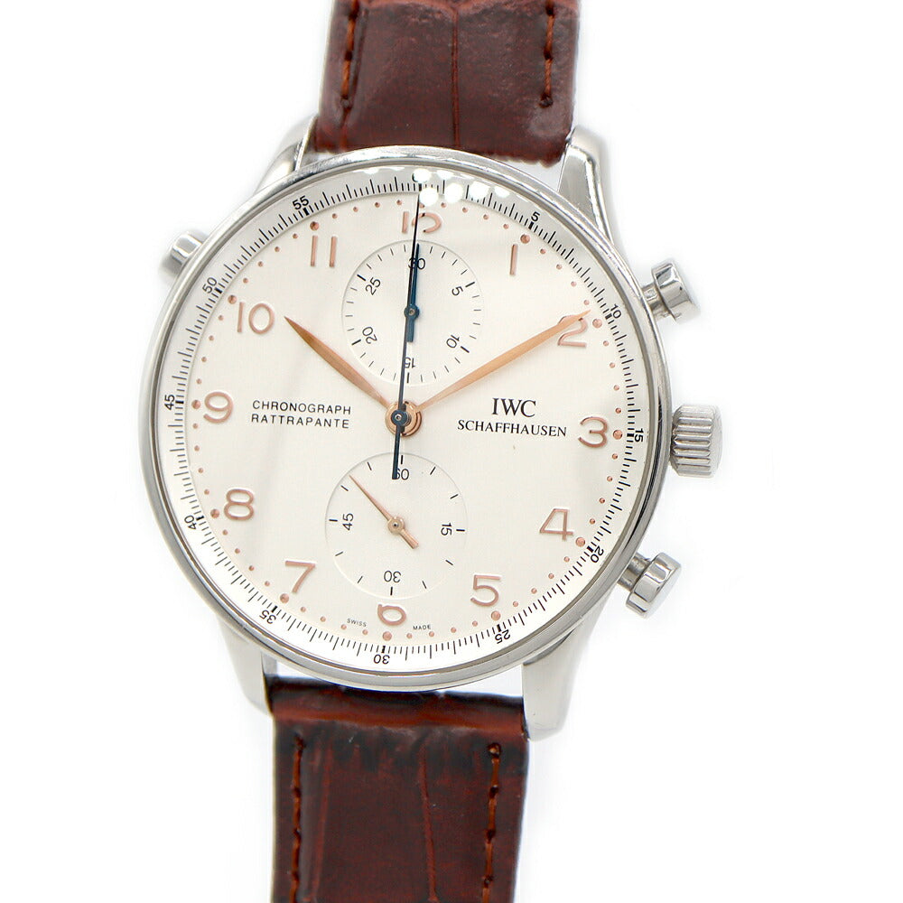 IWC インターナショナルウォッチカンパニー ポルトギーゼ クロノグラフ ラトラパンテ IW371201 スプリットセコンド シルバー SS ステンレス 純正尾錠 メンズ 手巻き【6ヶ月保証】【腕時計】【中古】