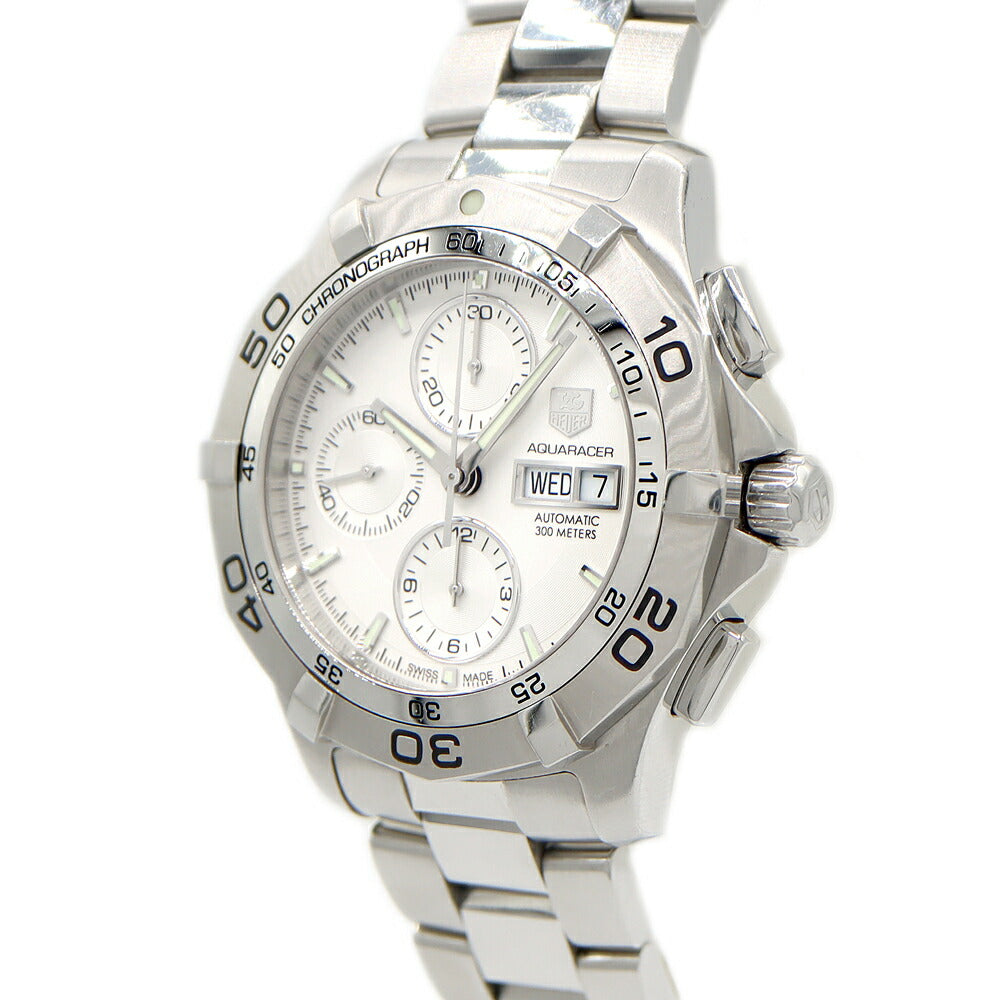 内部点検済 TAG Heuer タグホイヤー アクアレーサー クロノグラフ CAF2011 デイデイト スモールセコンド 300m防水 シルバー SS ステンレス メンズ 自動巻き【6ヶ月保証】【腕時計】【中古】