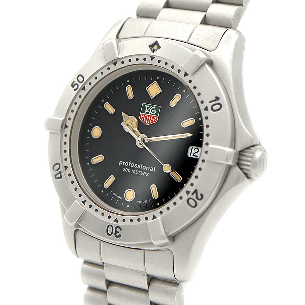 電池交換済 TAG Heuer タグホイヤー プロフェッショナル200 WE1210 デイト 200m防水 黒 ブラック SS ステンレス メンズ レディース ボーイズ クォーツ【6ヶ月保証】【腕時計】【中古】