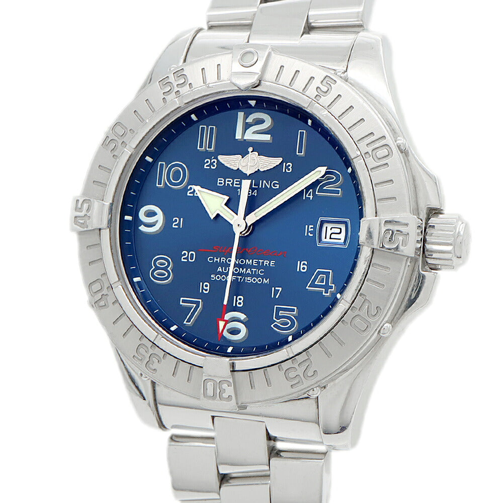 内部点検済 BREITLING ブライトリング スーパーオーシャン A17360 デイト 1500m防水 青 ブルー SS ステンレス メンズ 自動巻き【6ヶ月保証】【腕時計】【中古】
