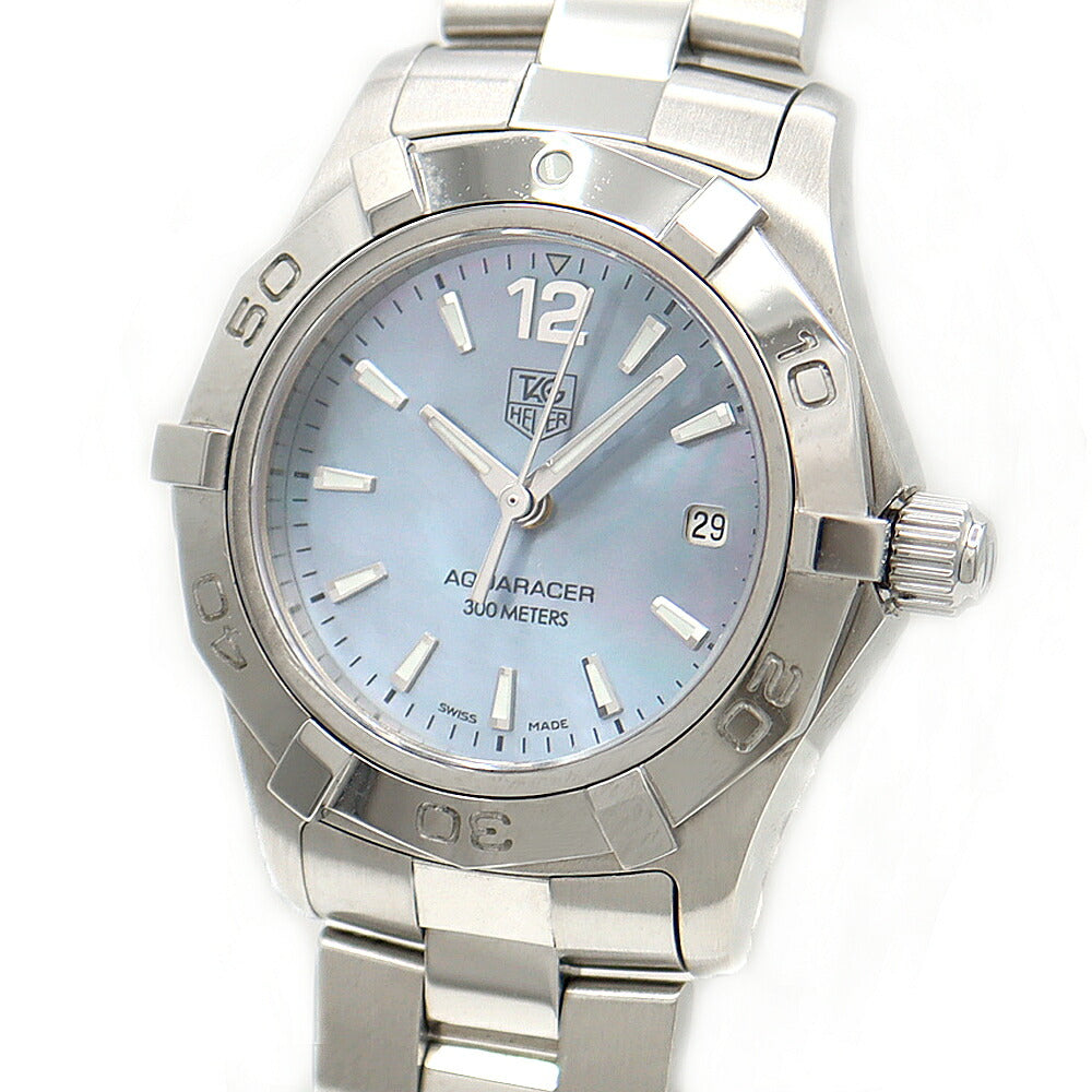 電池交換済 TAG Heuer タグホイヤー アクアレーサー WAF1417 300m防水 デイト 青 ブルーシェル SS ステンレス レディース クォーツ【6ヶ月保証】【腕時計】【中古】