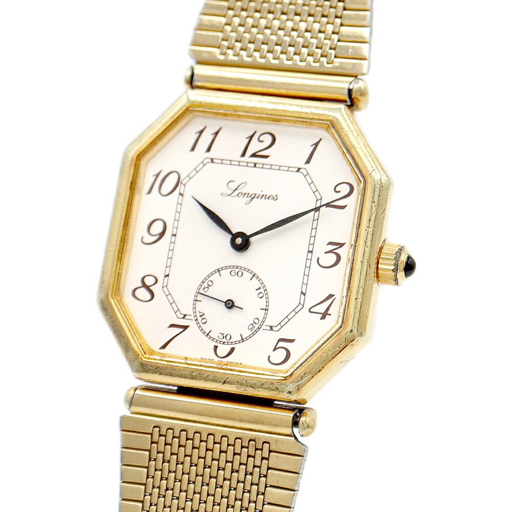 電池交換済 LONGINES ロンジン スモールセコンド 白 ホワイト YGP イエローゴールド SS ステンレス コンビ メンズ 手巻き【6ヶ月保証】【腕時計】【中古】