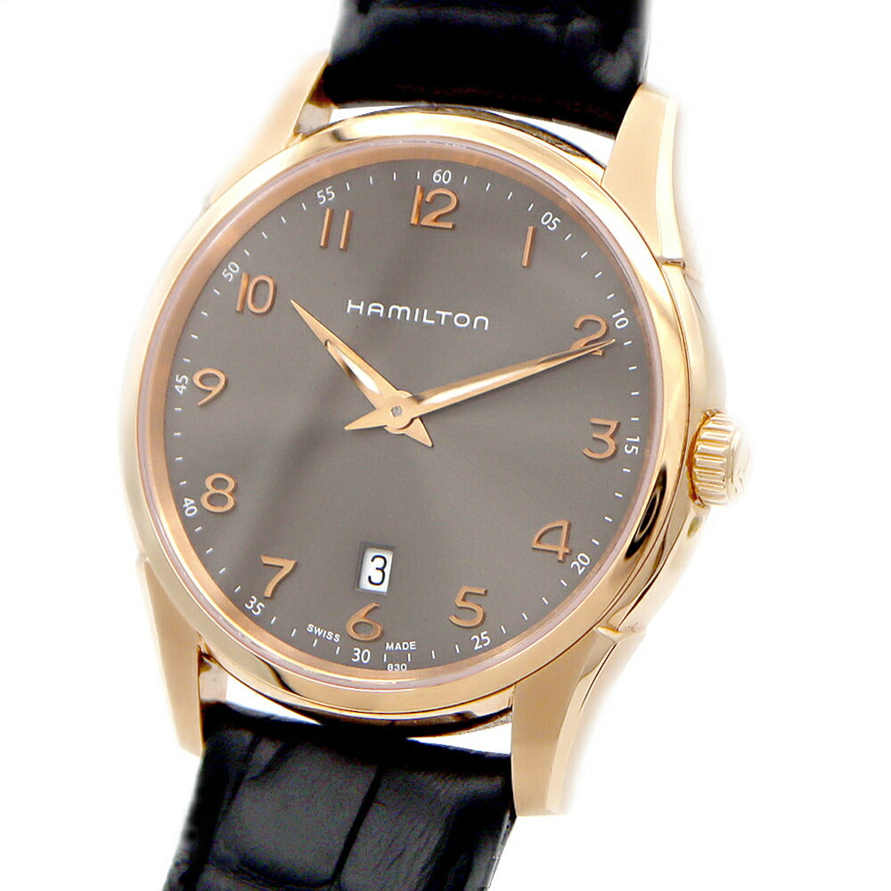 電池交換済 HAMILTON ハミルトン ジャズマスター シンライン H385410 デイト 50m防水 グレー PGP SS ステンレス 純正ベルト 純正尾錠 メンズ クォーツ【6ヶ月保証】【腕時計】【中古】