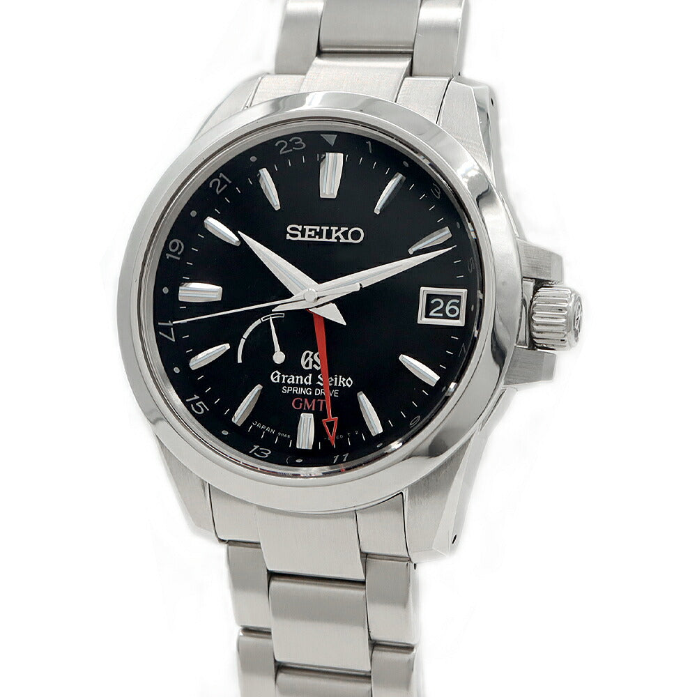 SEIKO セイコー グランドセイコー GS スプリングドライブ GMT 9R66-0AE0 SBGE013 パワーリザーブ デイト 黒 ブラック SS ステンレス メンズ 自動巻き【6ヶ月保証】【腕時計】【中古】