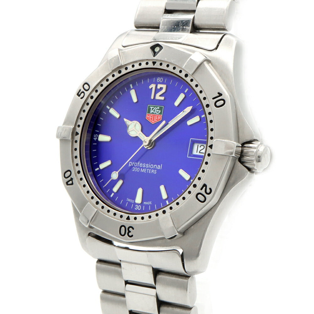 電池交換済 TAG Heuer タグホイヤー 2000シリーズ プロフェッショナル WK1116 デイト 200m防水 青 ブルー SS ステンレス メンズ クォーツ【6ヶ月保証】【腕時計】【中古】