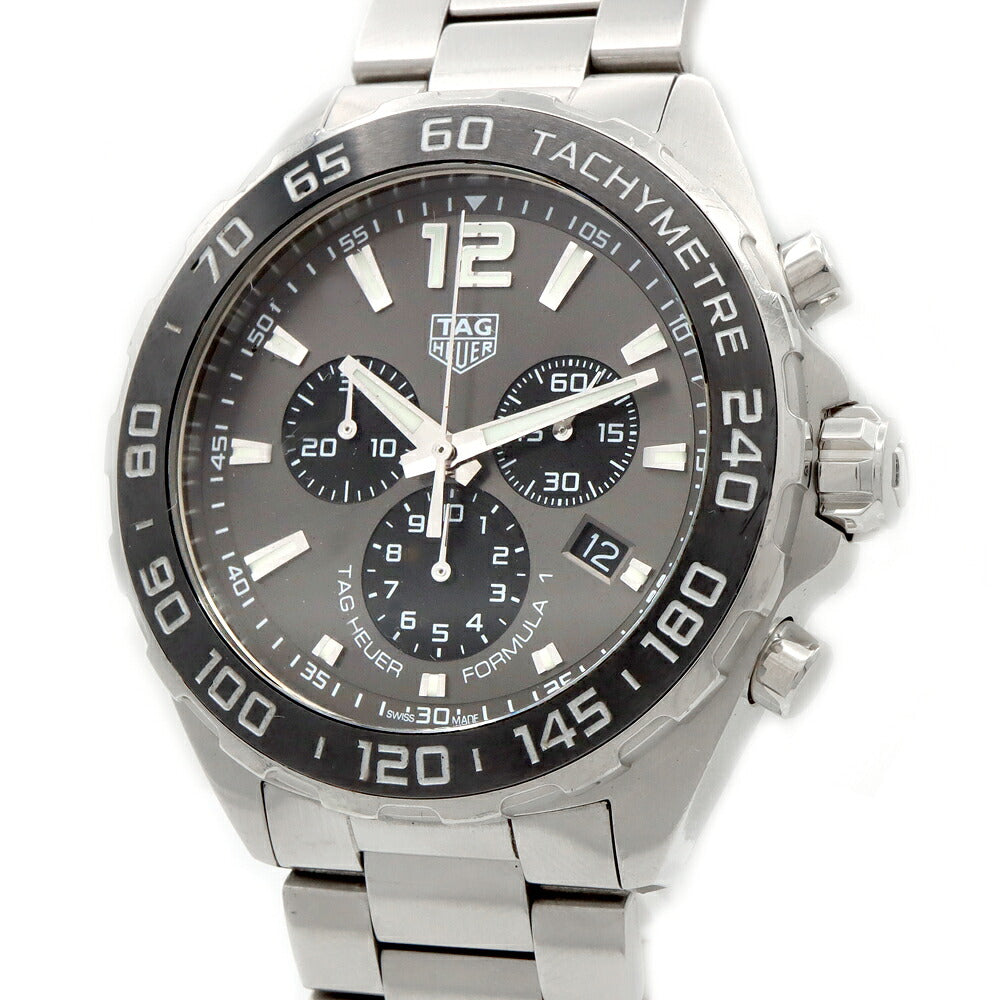 電池交換済 TAG Heuer タグホイヤー フォーミュラ1 クロノグラフ CAZ1011 BA0842 200m防水 デイト グレー SS ステンレス CE セラミック メンズ クォーツ フォーミュラー1【6ヶ月保証】【腕時計】【中古】