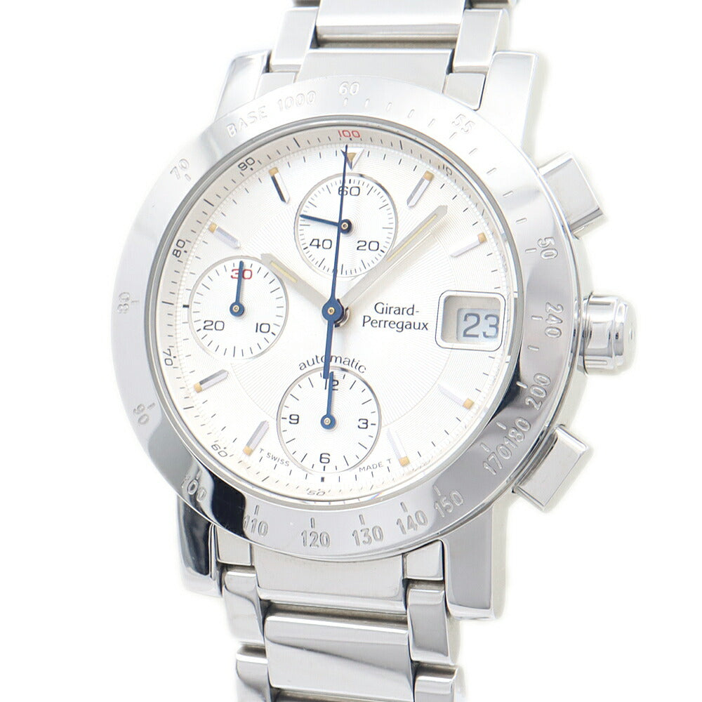 GIRARD PERREGAUX ジラールペルゴ GP7500 クロノグラフ 7500 30m防水 デイト シルバー SS ステンレス メンズ 自動巻き GP【6ヶ月保証】【腕時計】【中古】